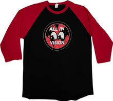 Load image into Gallery viewer, All In Vision Logo 3/4 sleeve Baseball Tee-shirt- Black/Red
